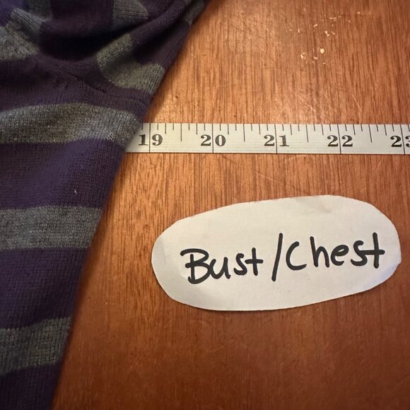 Tommy Hilfiger vintage y2k long line Striped Purple & Gray Cardigan Sweater M - Picture 3 of 6